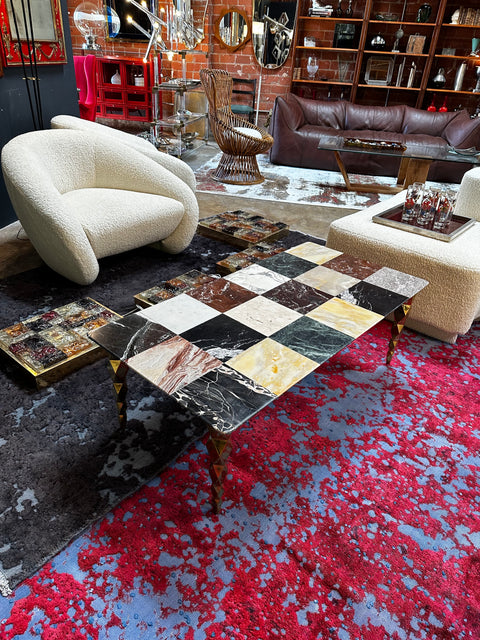 Mid-Century Italian Marble and Brass Coffee Table, 1980s