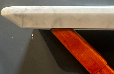 Mid Century Italian Marble and Wood Console, 1980s