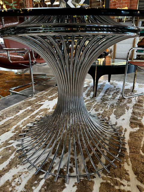 Gastone Rinaldi, Table in Chromed Metal and Smoked Glass, 1970s